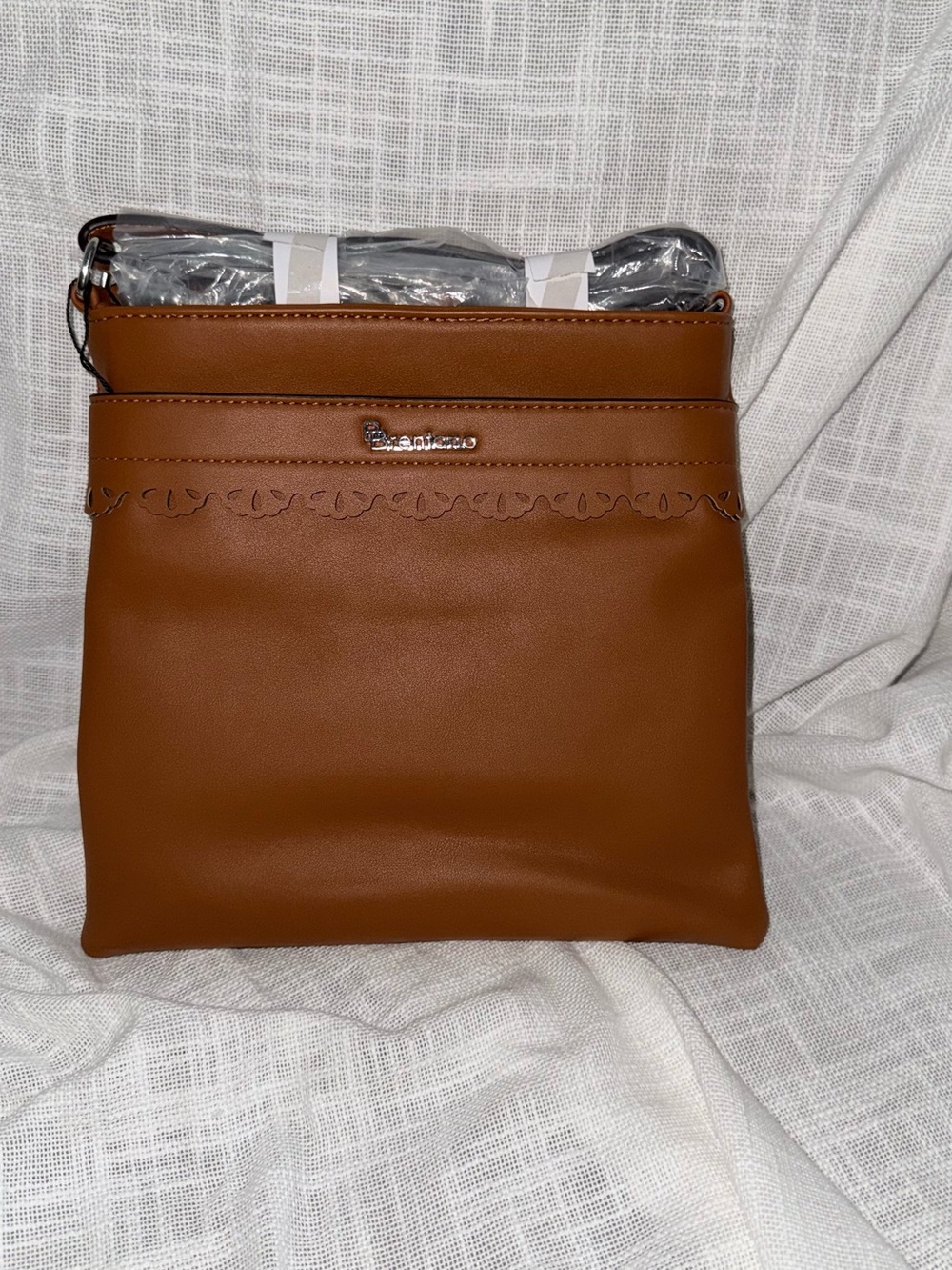 Brentano Tan Shoulder Bag with Decorative Trim